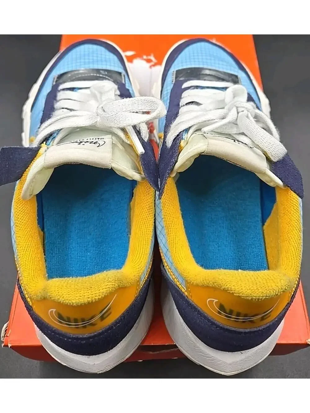 Women’s Nike Waffle Racer 2X Size 8 Blue And Gold EUC DC4467-400 w/ Box +++ - Picture 6 of 9